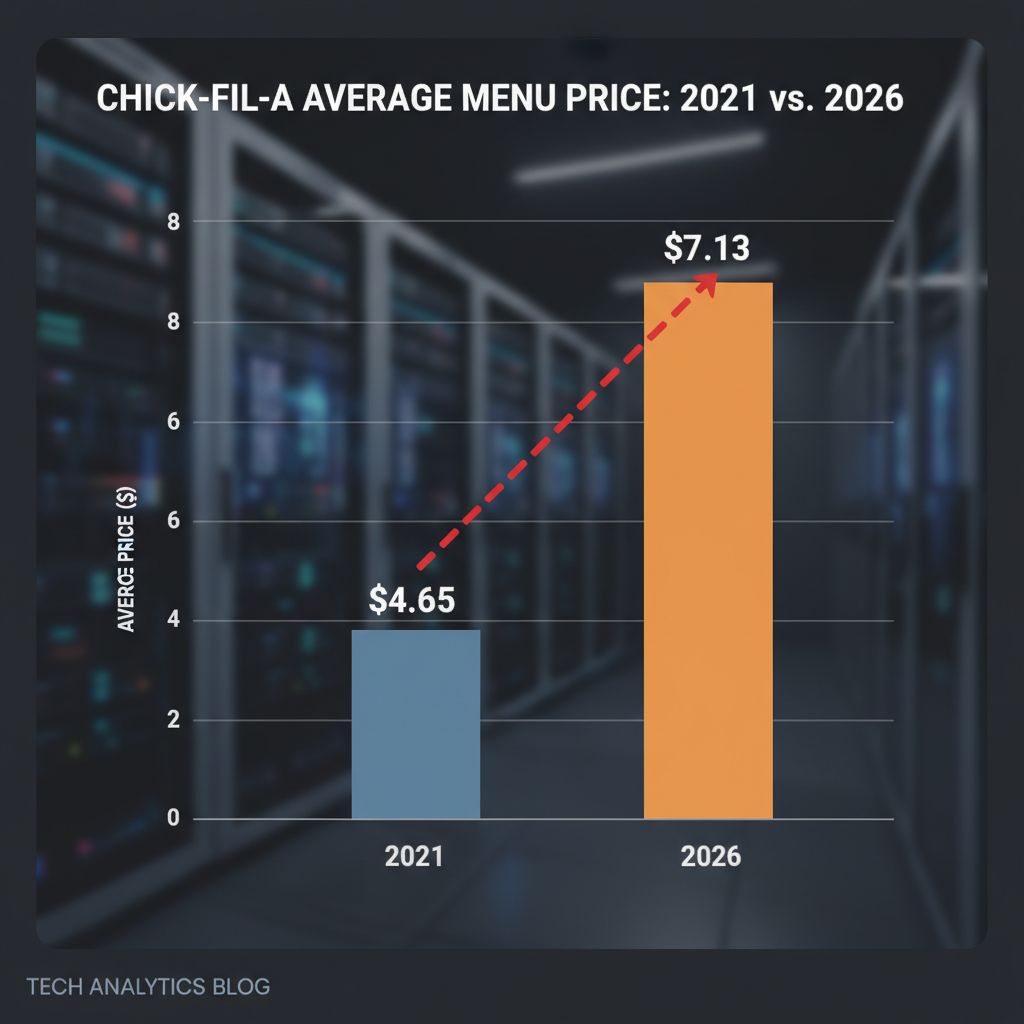 Chart showing Chick-fil-A price increases from 2021 to 2026 Chart showing Chick-fil-A price increases from 2021 to 2026