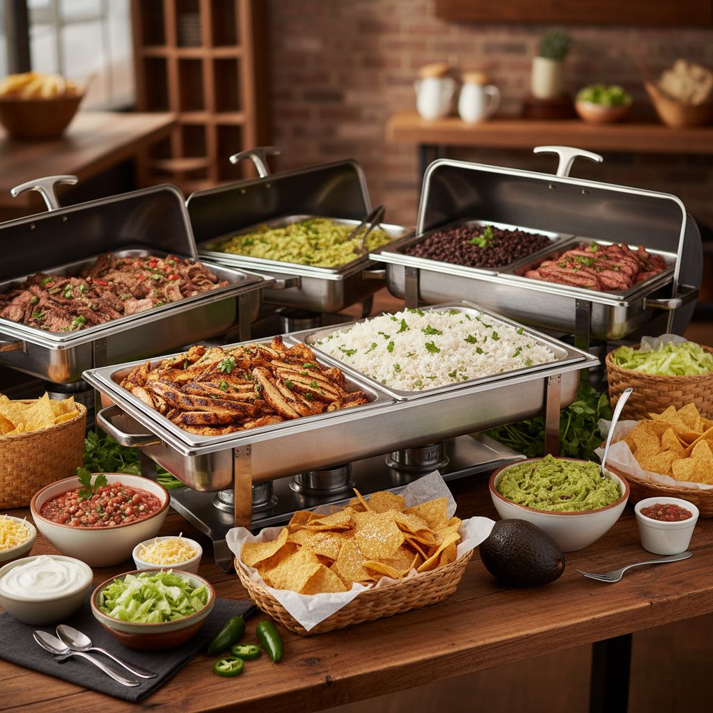 Chipotle catering setup for a large party or meeting Chipotle catering setup for a large party or meeting