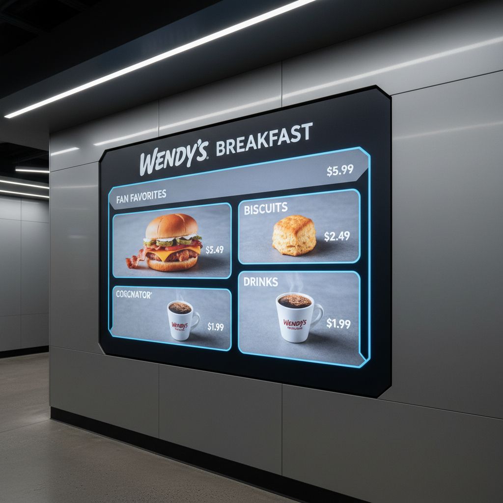 Wendy's breakfast menu board with 2026 prices Wendy's breakfast menu board with 2026 prices