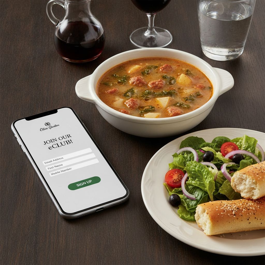 Olive Garden money saving tips showing lunch menu and eclub signup Olive Garden money saving tips showing lunch menu and eclub signup