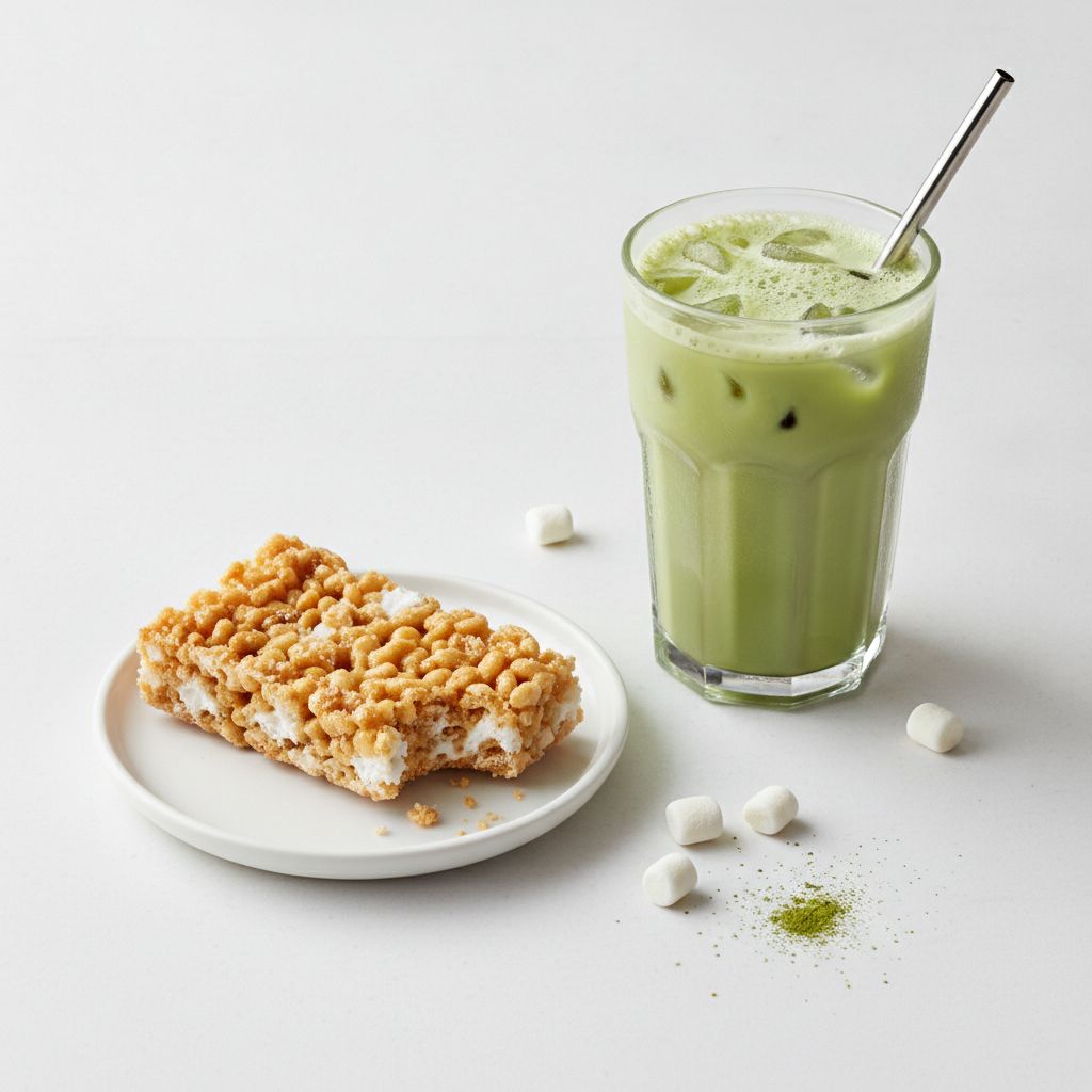 A healthy Starbucks snack layout with a Marshmallow Dream Bar and an iced green tea A healthy Starbucks snack layout with a Marshmallow Dream Bar and an iced green tea