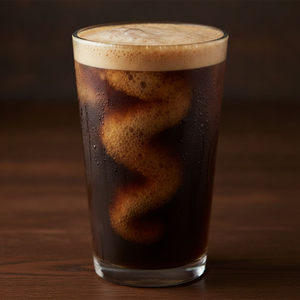 A tall glass of Starbucks Nitro Cold Brew with rich creamy foam on top A tall glass of Starbucks Nitro Cold Brew with rich creamy foam on top