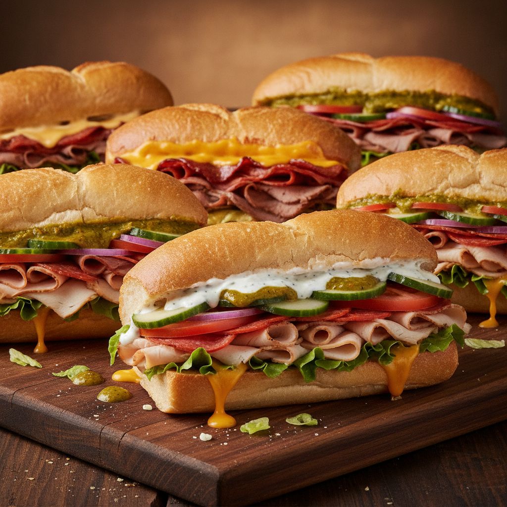 A selection of Subway Series premium sandwiches like The Philly and Titan Turkey A selection of Subway Series premium sandwiches like The Philly and Titan Turkey