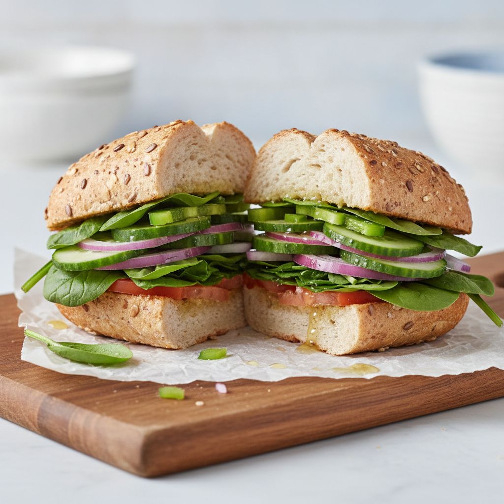 A healthy Subway Veggie Delite sandwich on wheat bread A healthy Subway Veggie Delite sandwich on wheat bread
