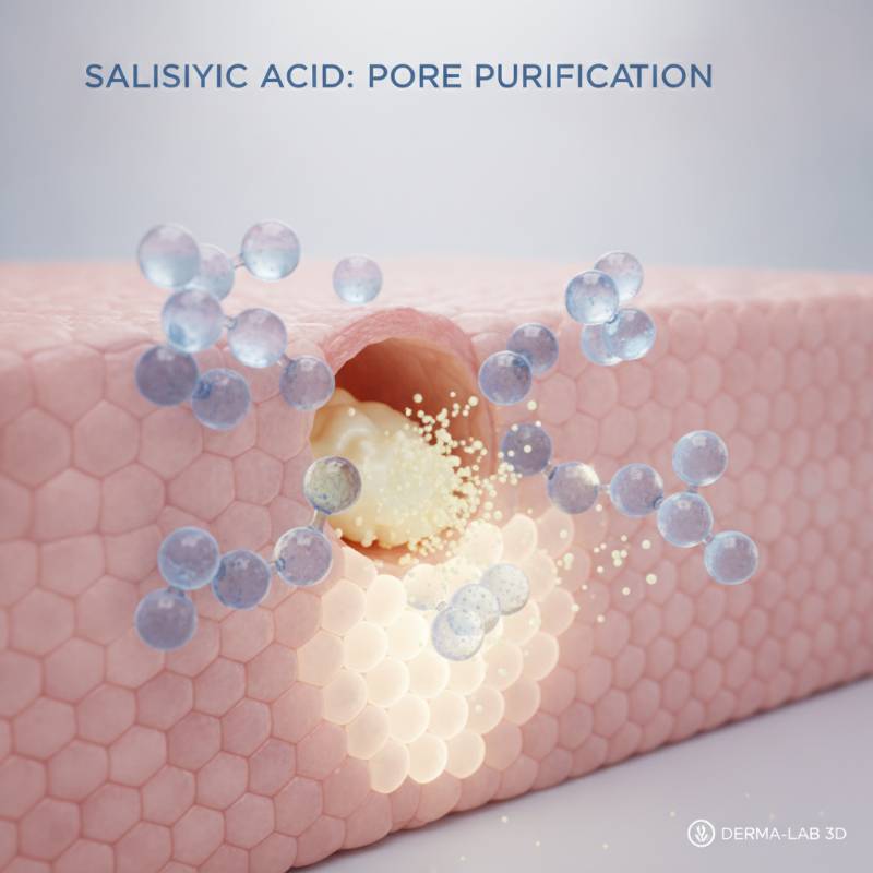 Skincare graphic showing pore cleansing action.