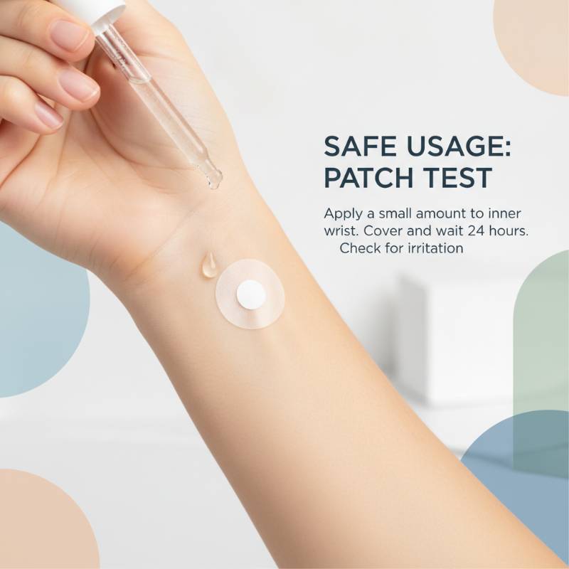 Skincare patch test on inner wrist.