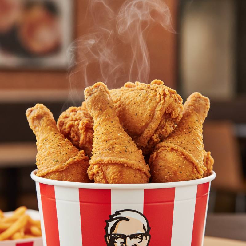 KFC ten dollar bucket of the day with crispy fried chicken