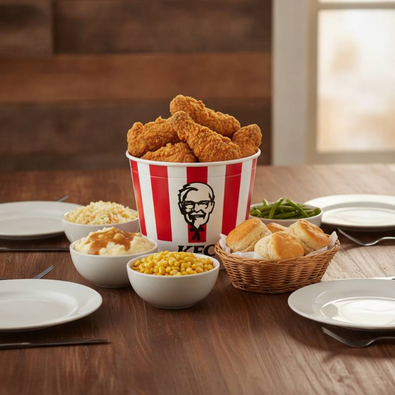KFC twenty dollar family meal deal on a dining table