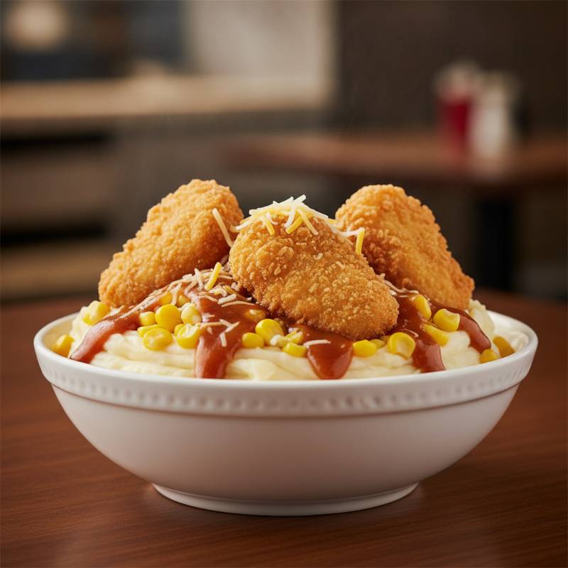KFC five dollar bowl with mashed potatoes and crispy nuggets