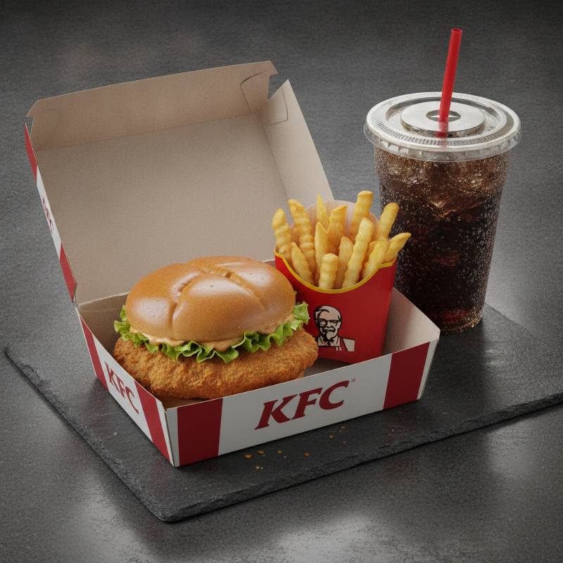 KFC Value Feast Box showing chicken sandwich and fries