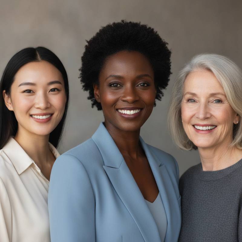 Diverse group of women with glowing skin showing Purlisse BB Cream results