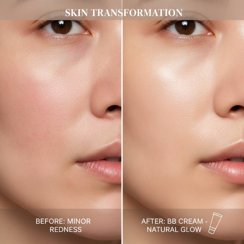 Before and after skin comparison using glow Breathable Blemish Balm