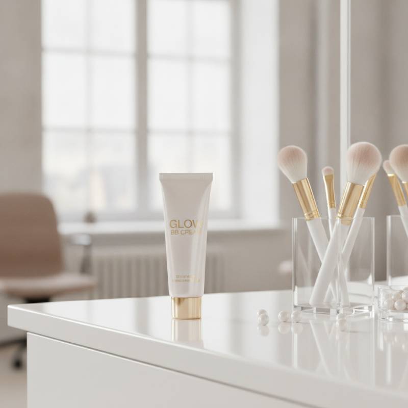 glow Breathable Blemish Balm bottle on a vanity table