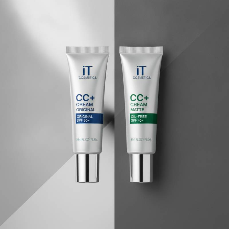 Comparison of matte and original CC cream tubes side by side