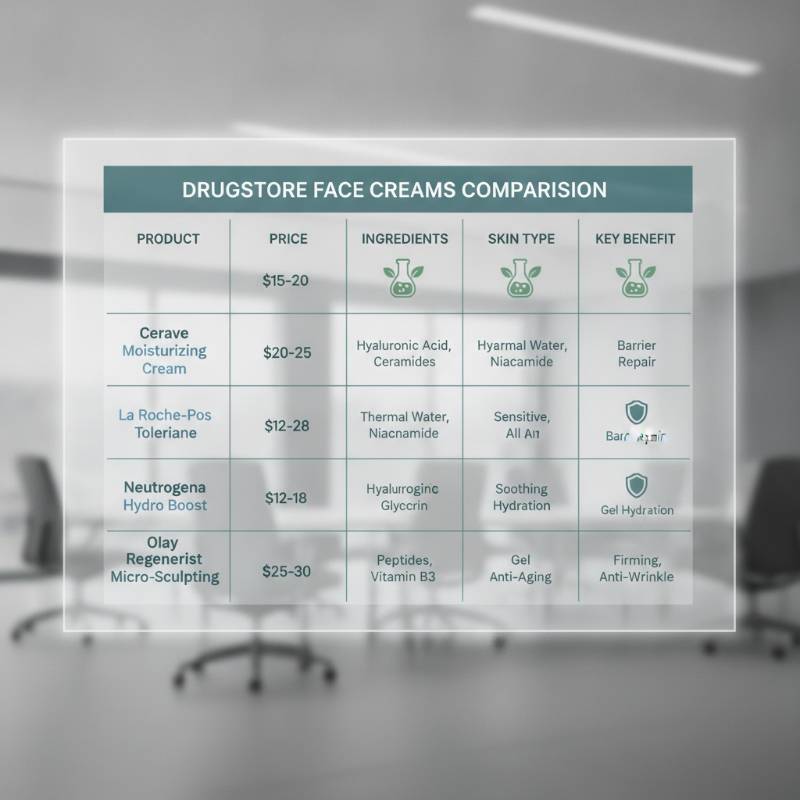 A clean comparison chart layout showing different drugstore BB creams and their key features.