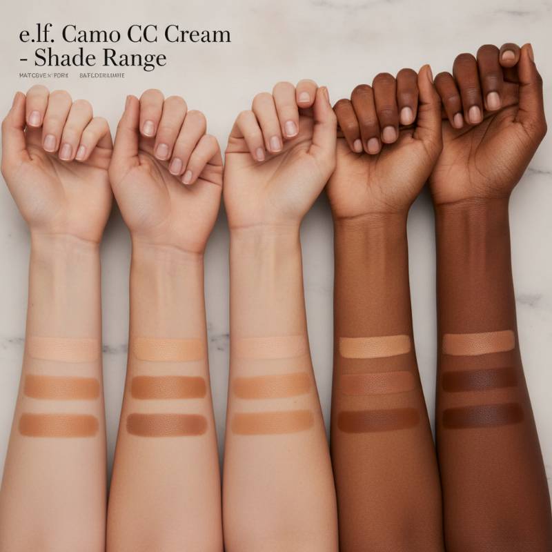 e.l.f. Camo CC Cream swatches on different arm skin tones