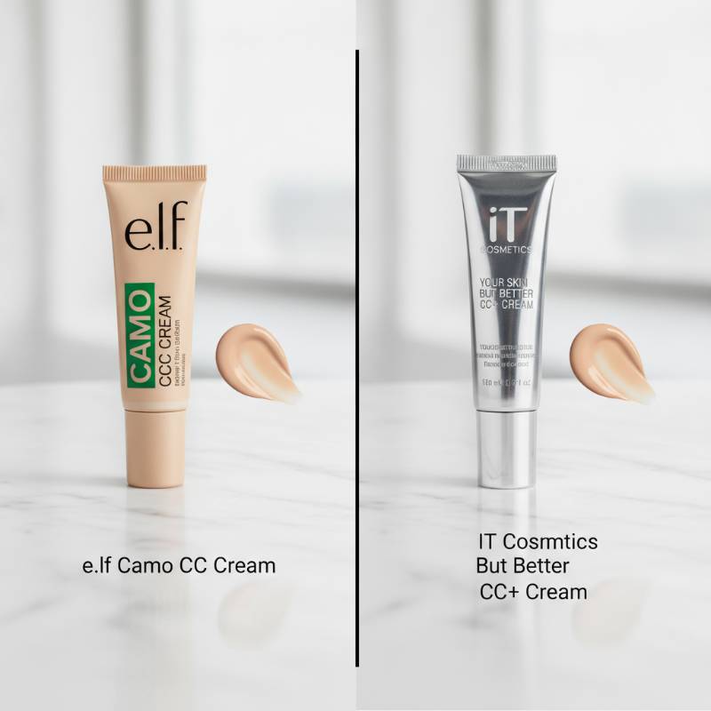 e.l.f. Camo CC Cream next to IT Cosmetics CC Cream