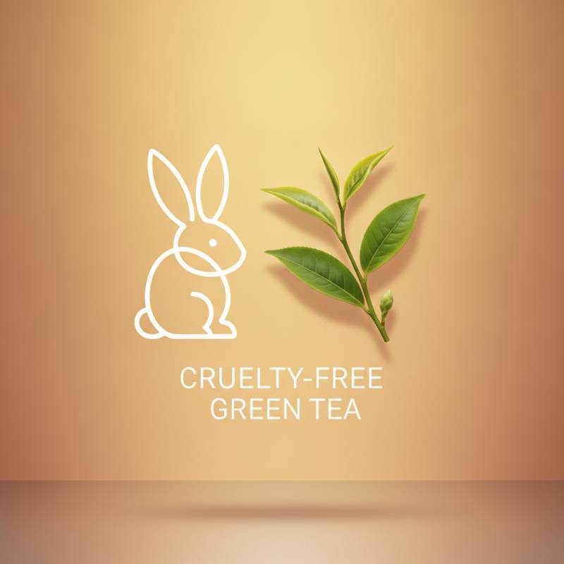 Cruelty-free bunny logo next to a green leaf