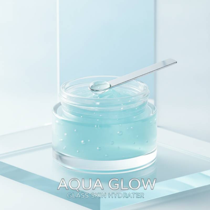A jar of light, gel-based glass skin moisturizer on a clean background.
