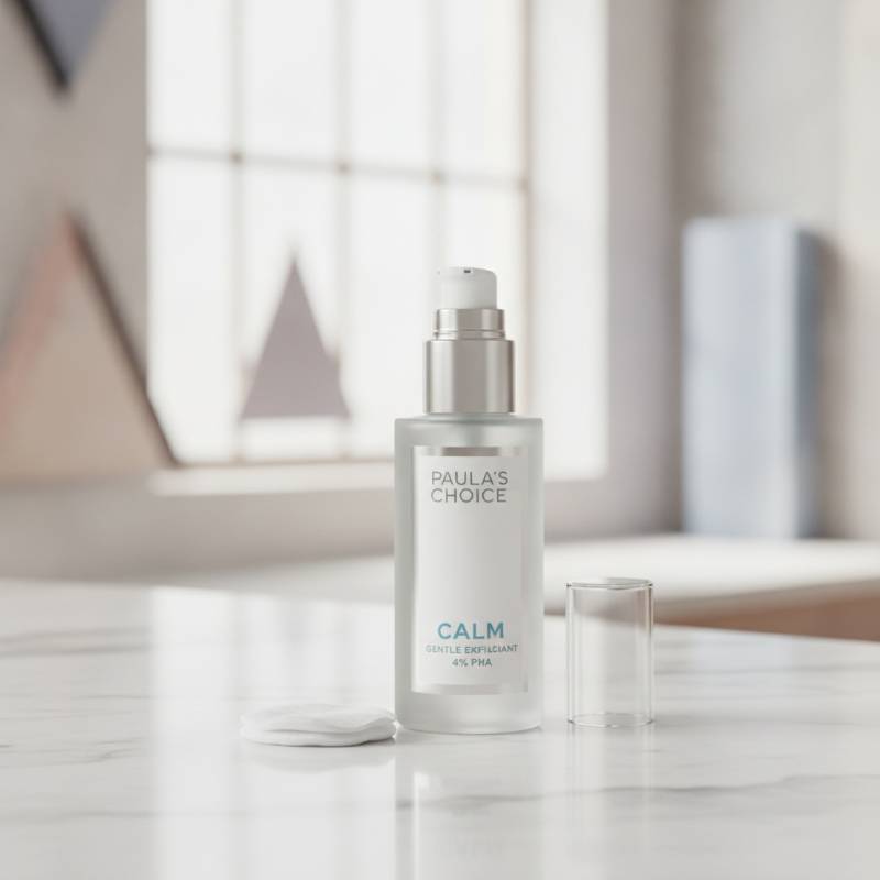 A bottle of gentle liquid peel on a clean surface.