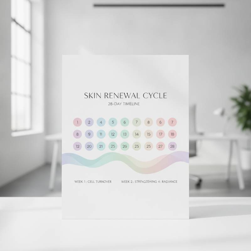 A calendar showing a four-week cycle for skincare results.