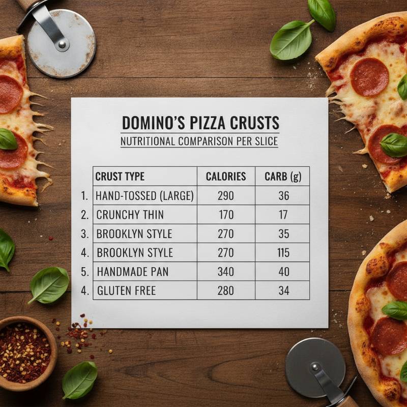 A clear comparison table showing calories for different Domino's crusts.